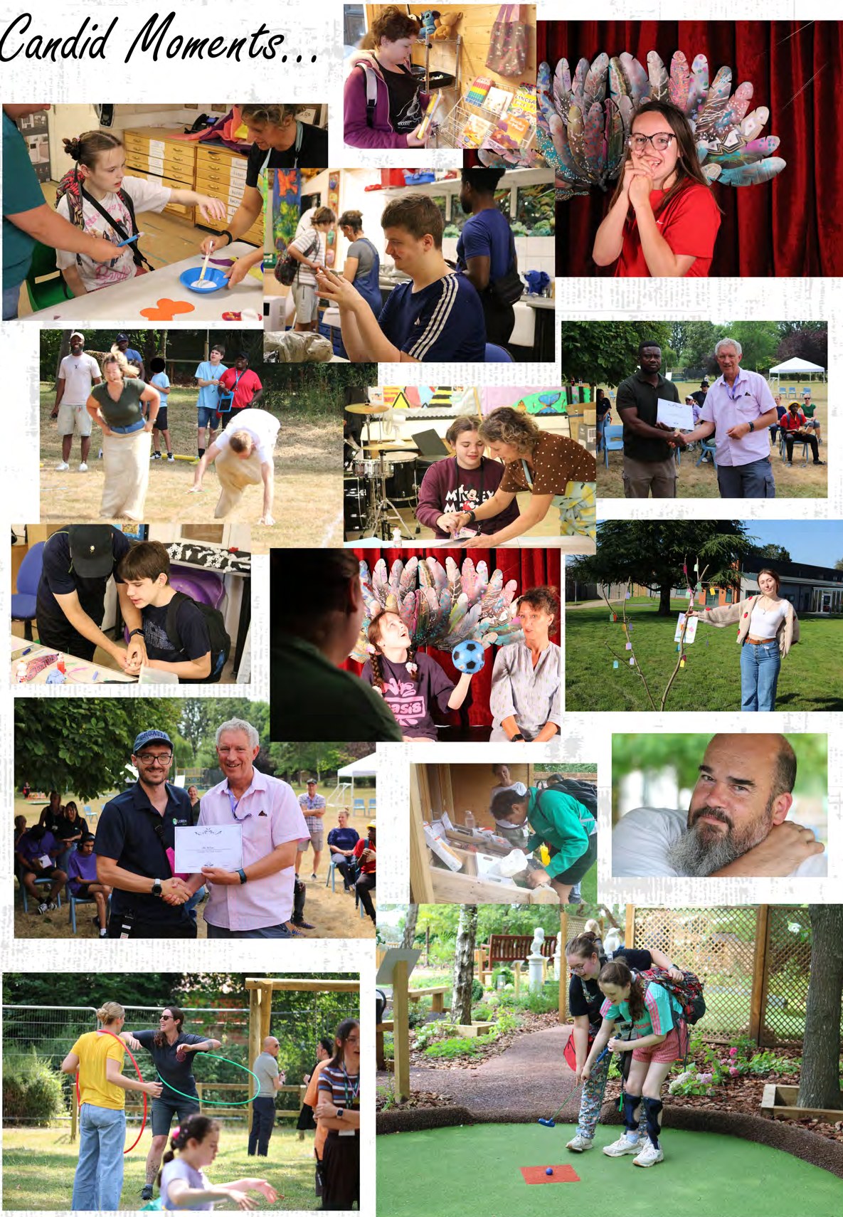 A photo collage of candid moments from the summer term at Loddon, including cooking, music, art, Sports Day, gardening and crazy golf